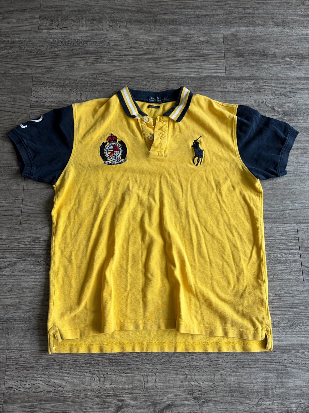 Ralph Lauren Yellow Polo with Navy Contrast Sleeves